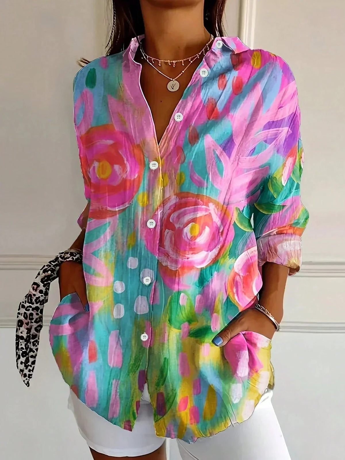 Blouse Dames | Kleurrijke Print & Losvallende Pasvorm