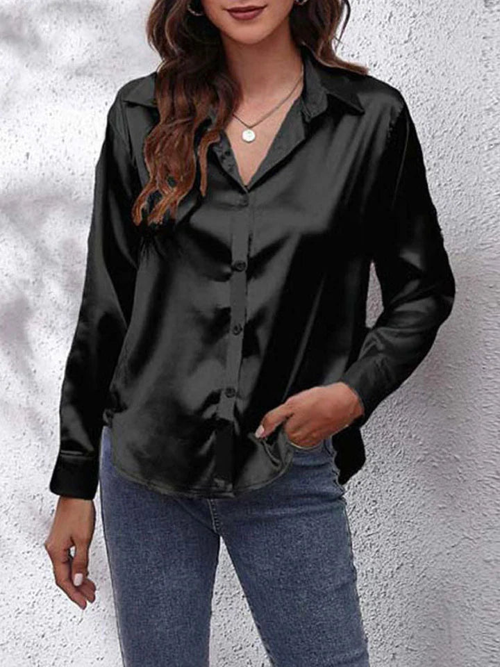 Blouse Dames | Satijnglans & Elegante Lange Mouwen