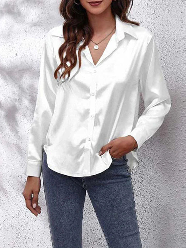 Blouse Dames | Satijnglans & Elegante Lange Mouwen