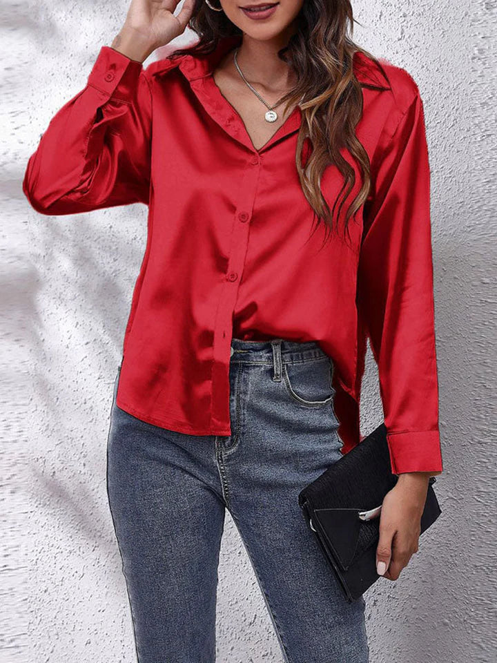 Blouse Dames | Satijnglans & Elegante Lange Mouwen