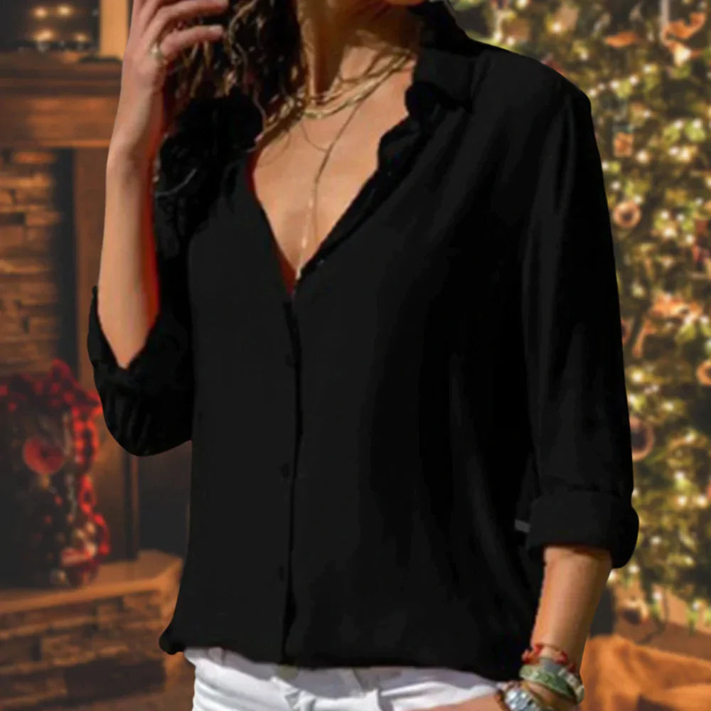 Blouse Met Knoopsluiting | Taille-Accent & Klassieke Knoopsluiting