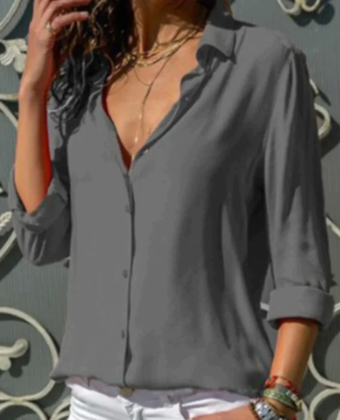 Blouse Met Knoopsluiting | Taille-Accent & Klassieke Knoopsluiting