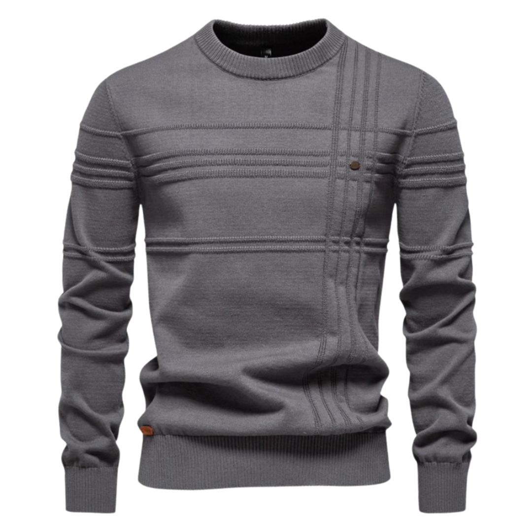 Bryson | Katoenen herentrui met streepdesign