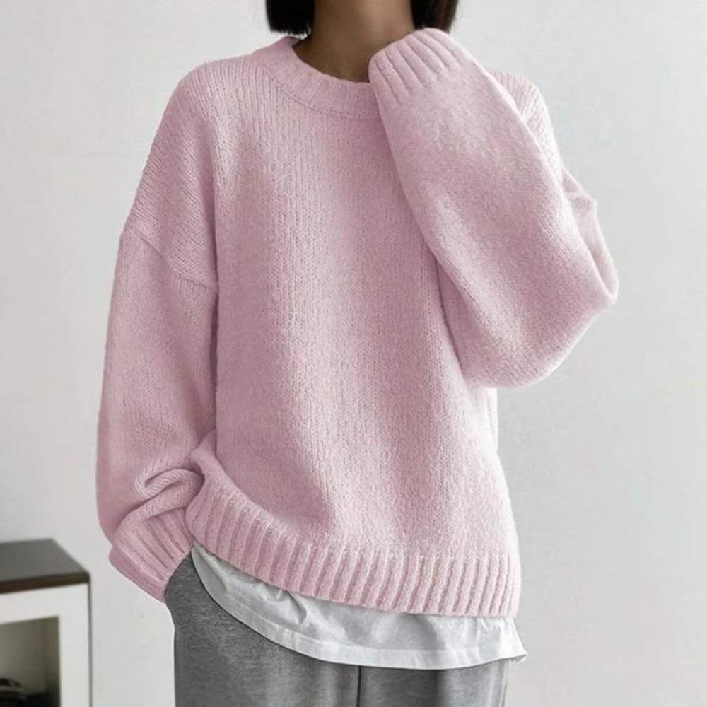 Comfortabel Basic Trui Roze
