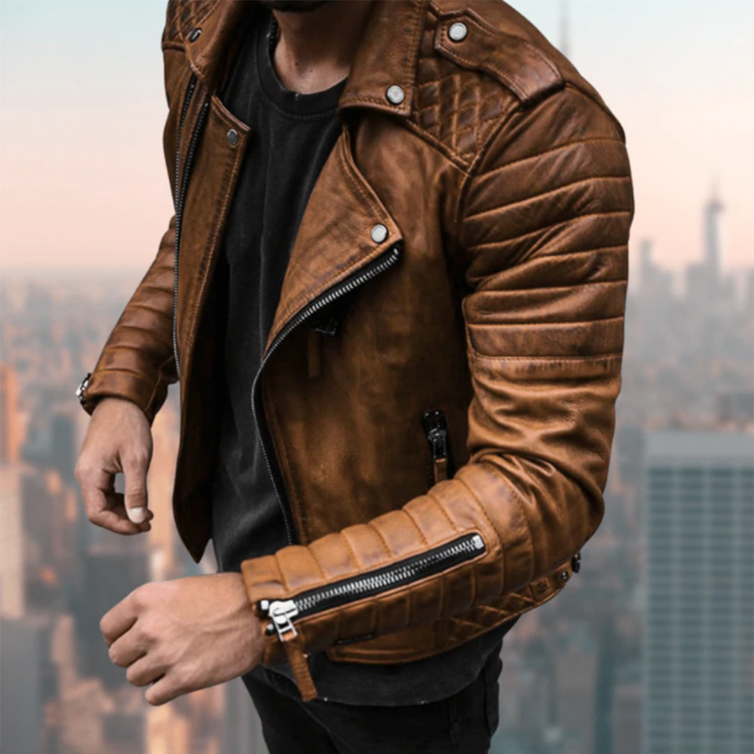 Comfortabel Leren Biker Jas - Zara