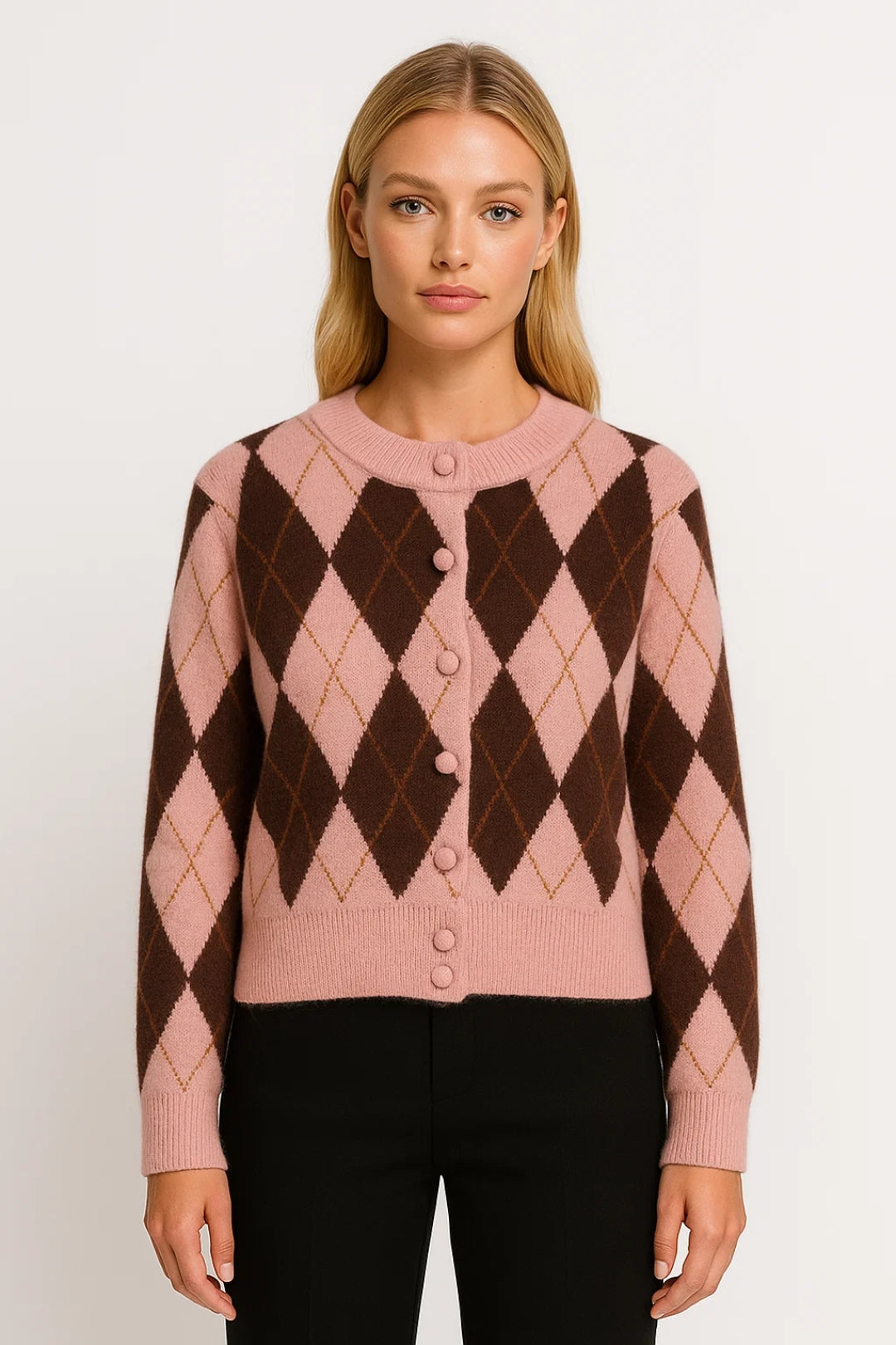 Cardigan Dames | Klassiek Argyle Motief met Retro Snit