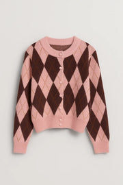 Cardigan Dames | Klassiek Argyle Motief met Retro Snit