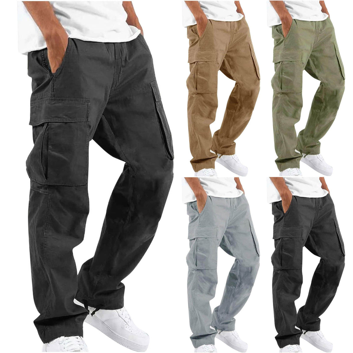 Cargobroek Heren | Cargo Broek | Elastische Tailleband & Ruime Zakken