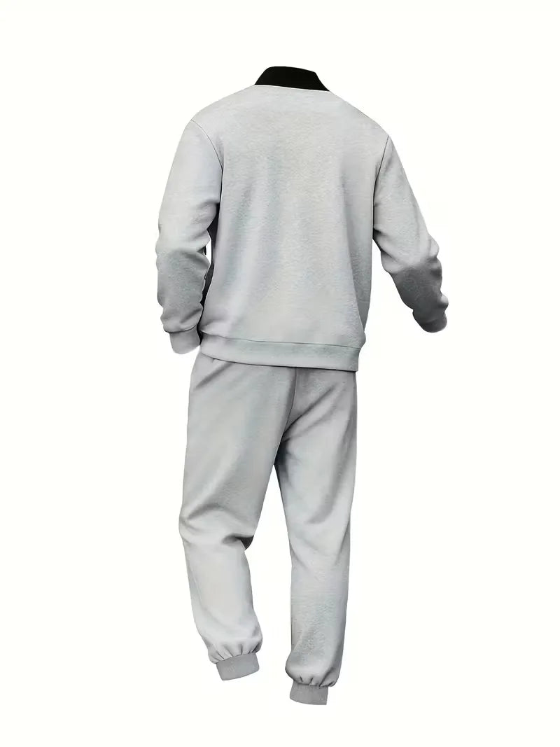 Casual heren set - jas met rits en ronde hals en broek