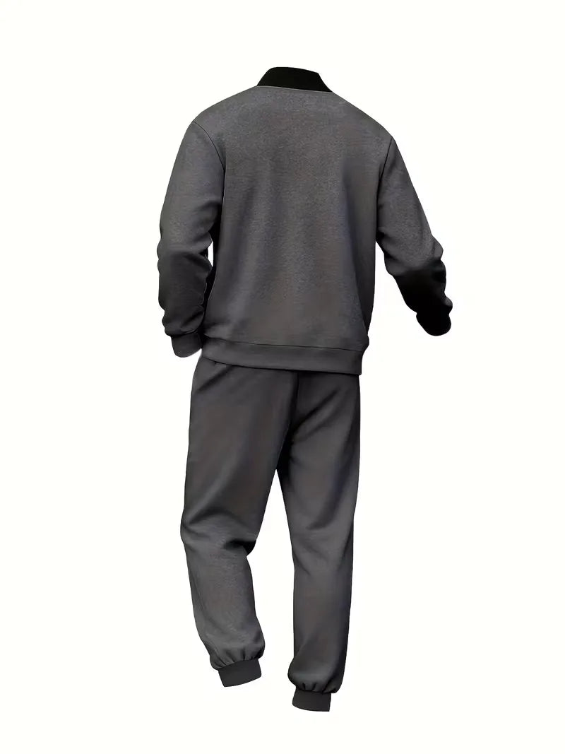 Casual heren set - jas met rits en ronde hals en broek