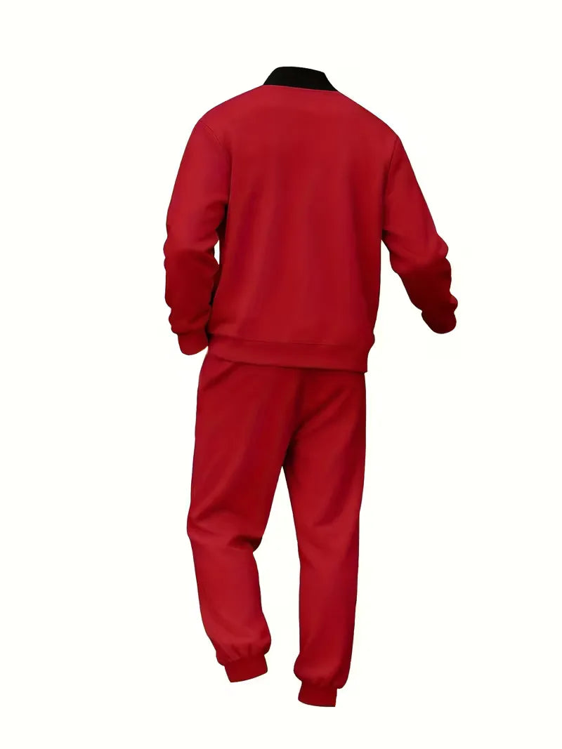 Casual heren set - jas met rits en ronde hals en broek