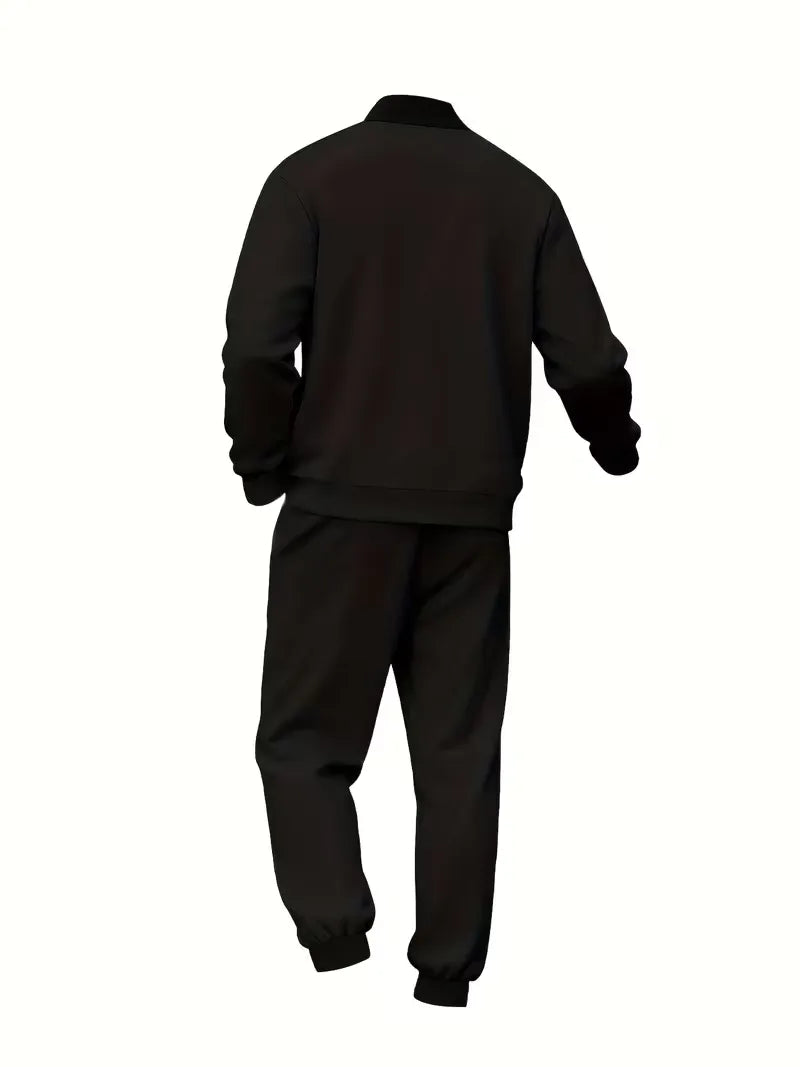 Casual heren set - jas met rits en ronde hals en broek