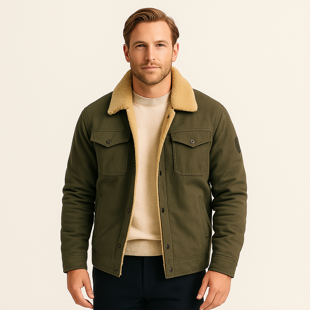 Sherpa Fleece Jas Heren Gevoerd Drukknopen Borstzakken