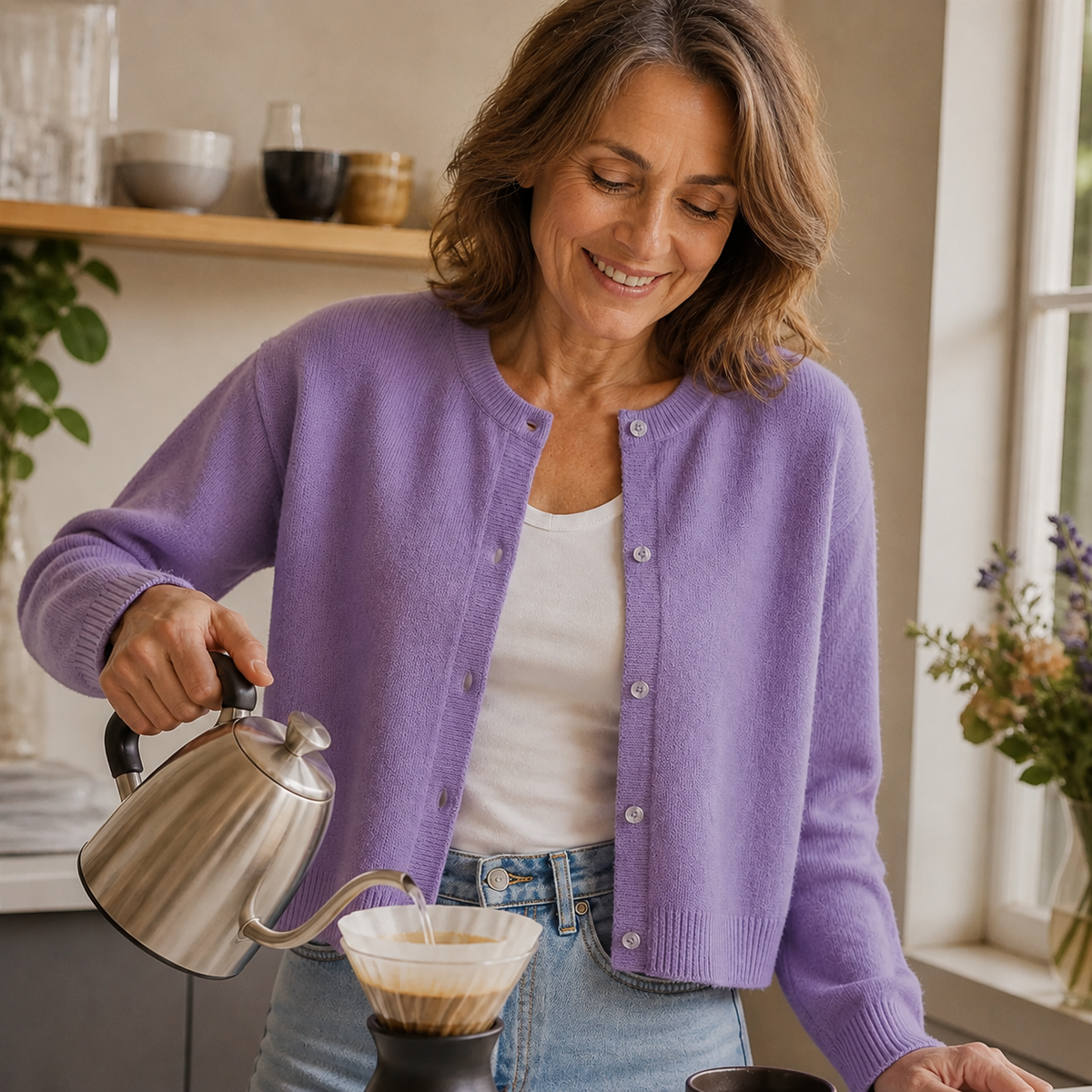 Wearbella – Korte Geborstelde Knit Knopen-Voorkant Cardigan