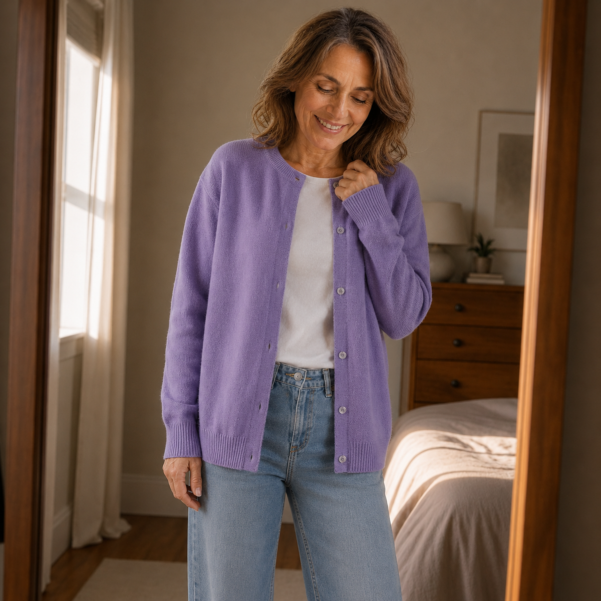 Wearbella – Korte Geborstelde Knit Knopen-Voorkant Cardigan
