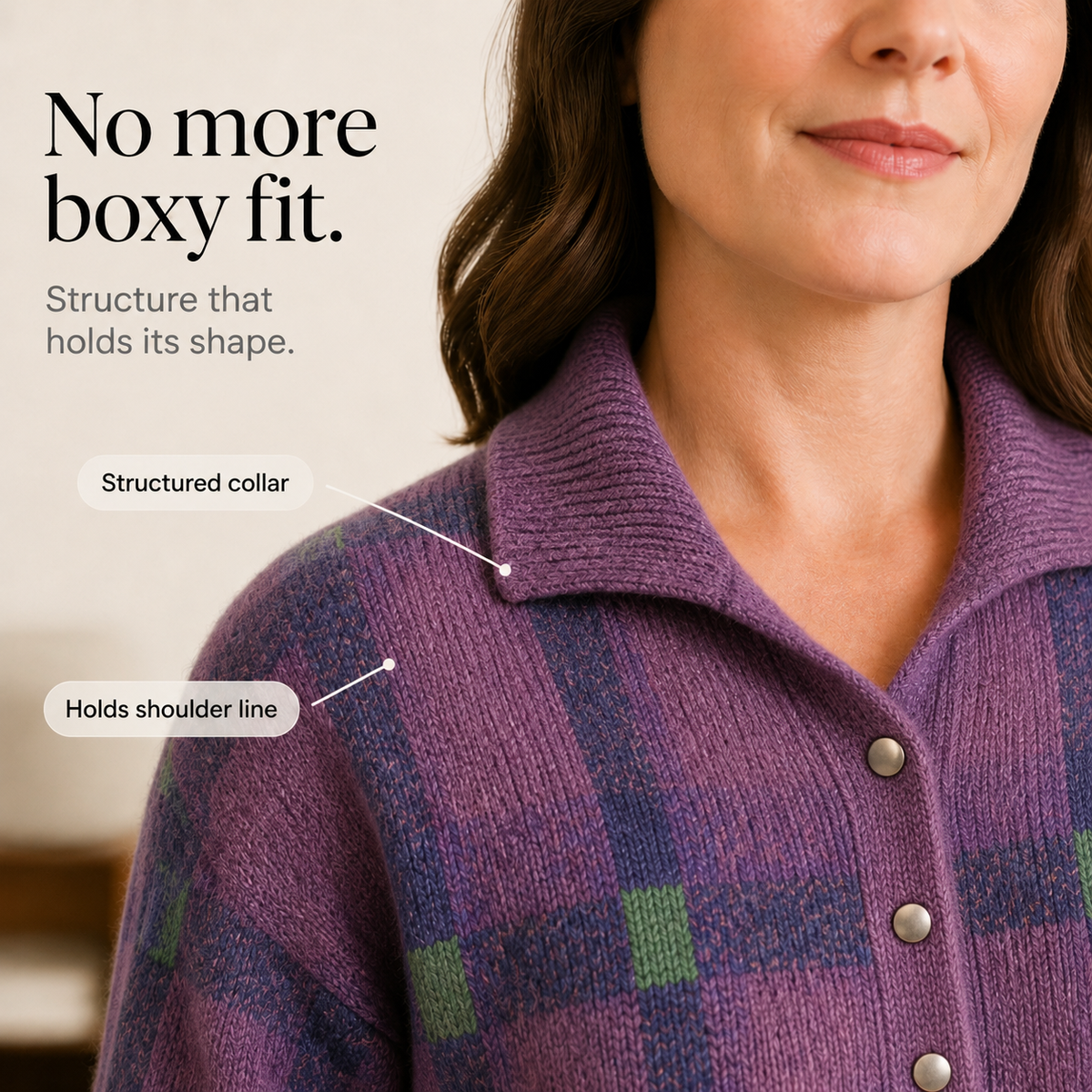 Collarhold – Oversized Cardigan Met Een Kraag Die Zijn Vorm Houdt