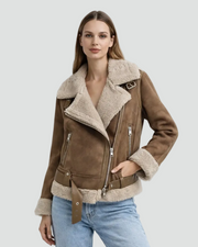 Bikerjack Dames Teddy Gevoerd Schuine Rits Getailleerd