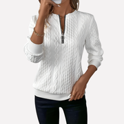 Dames Kabelgebreide Pullover met Ritskraag