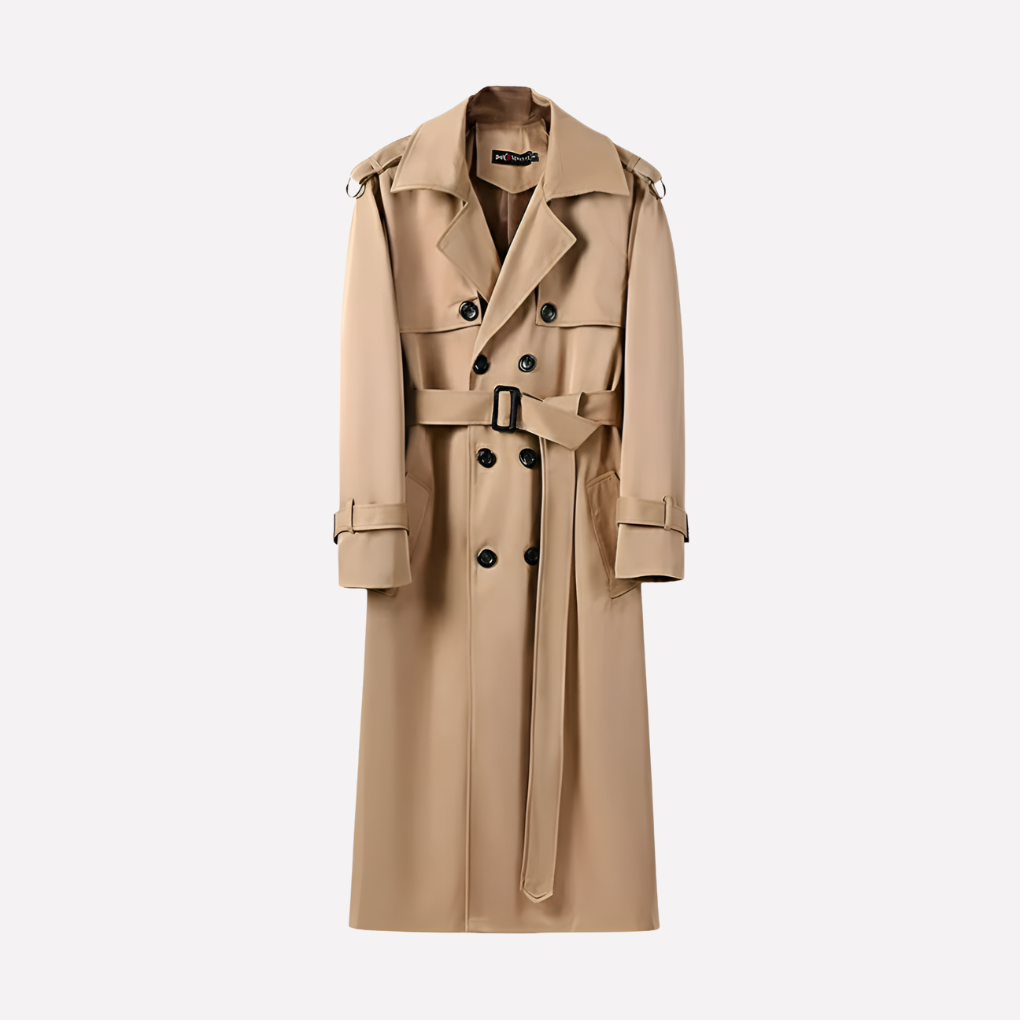 Heren Over de Knie Geknoopte Trenchcoat