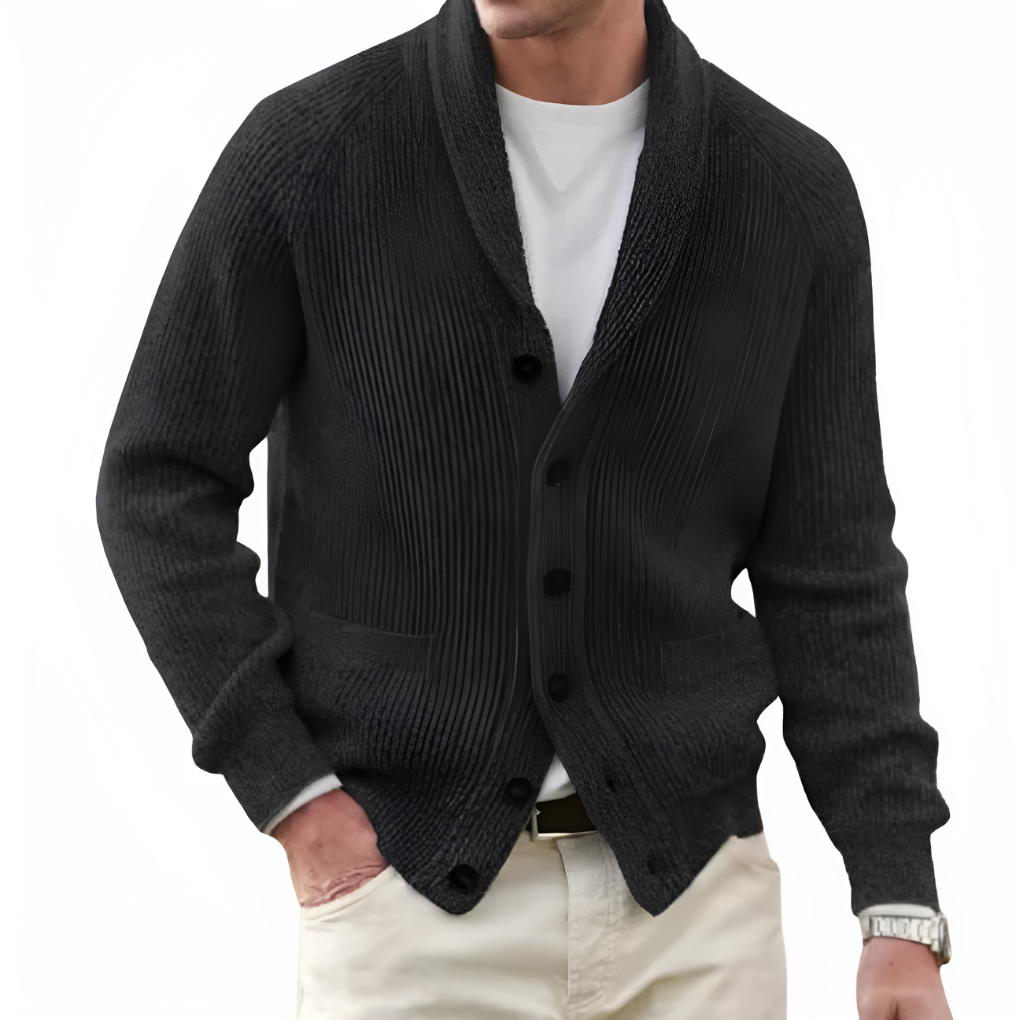 Heren Cardigan met Sjaalkraag en Knopenfront