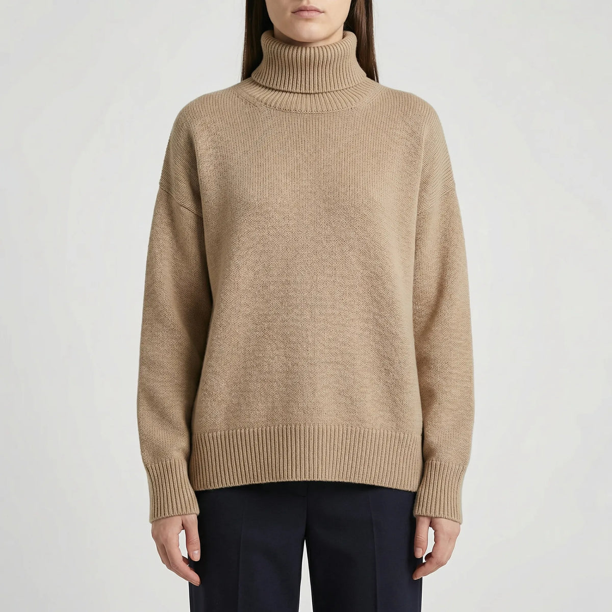 Geribde Turtleneck Trui – Casual Lange Mouwen Stijl