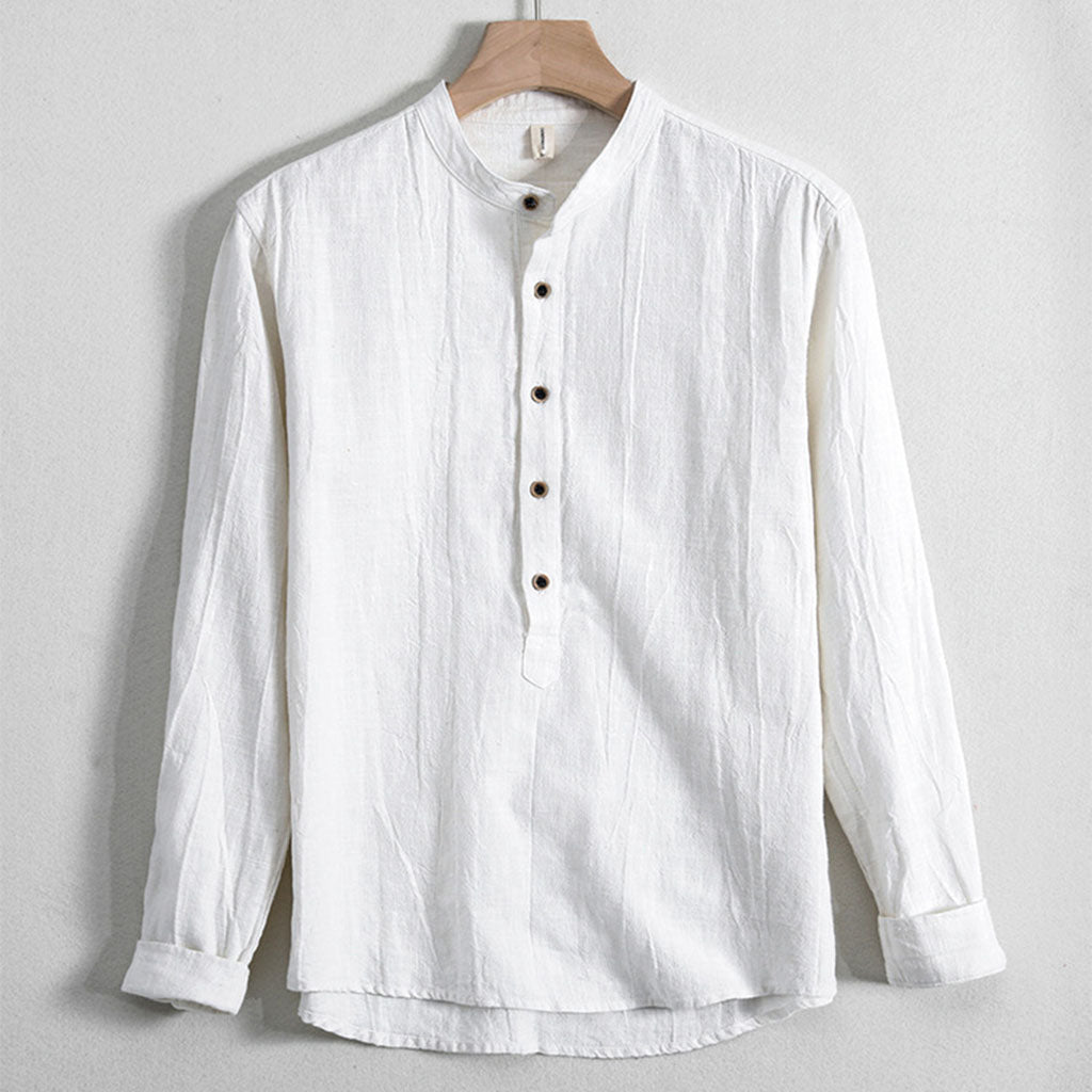 Henry Brook Lange Mouwen Linnen Shirt