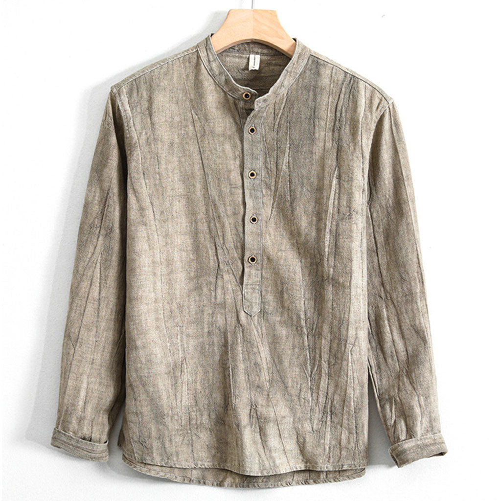 Henry Brook Lange Mouwen Linnen Shirt
