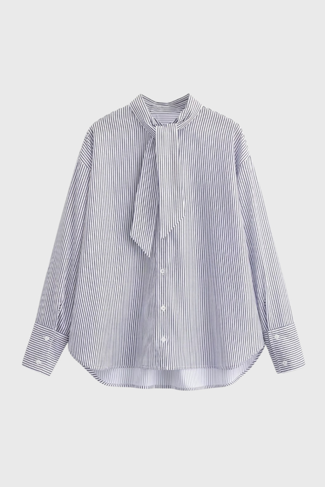 Damesblouse | Gestreept met Strik & Lange Mouwen