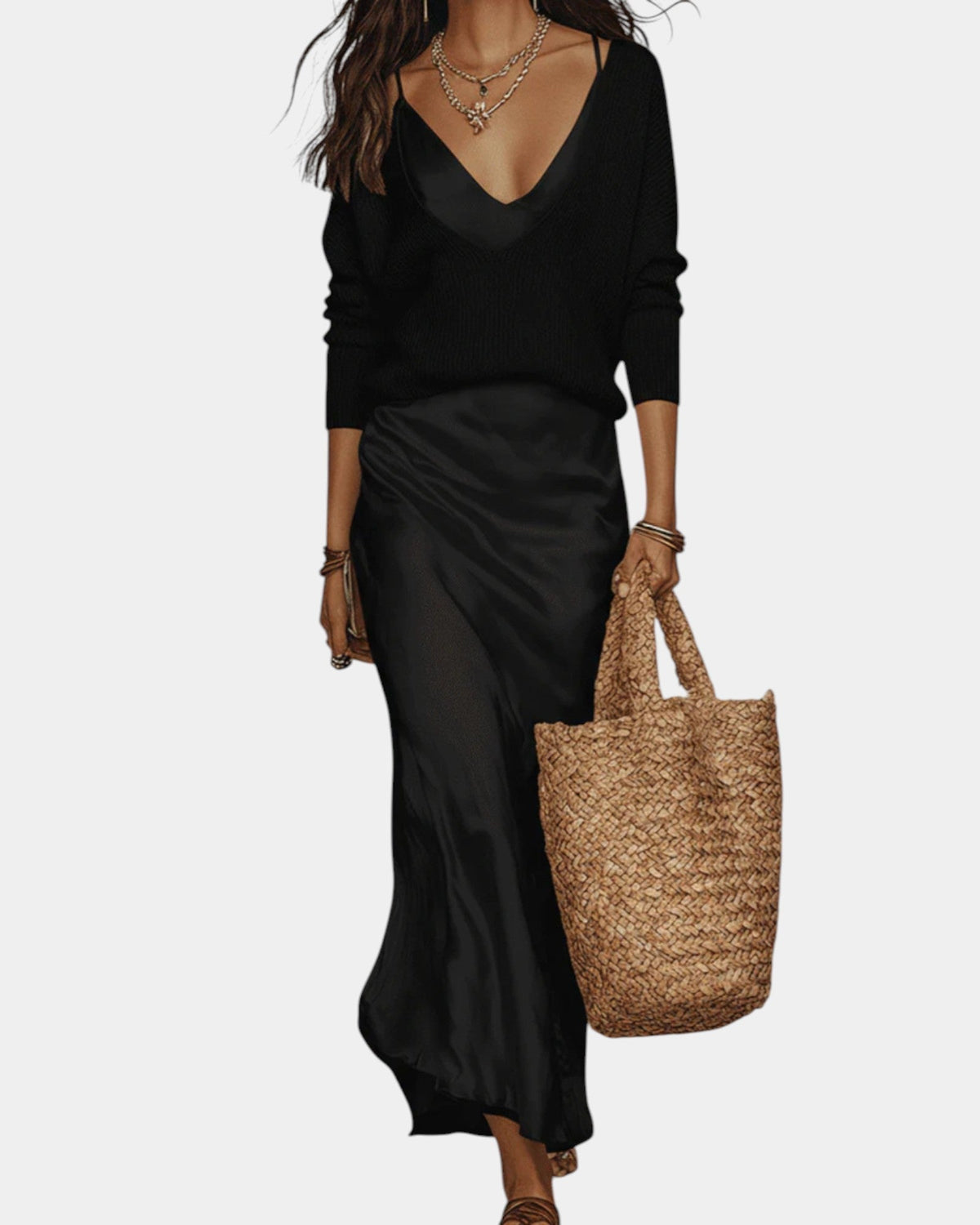 SATIJNEN JURK MET BLOUSE VOOR VROUWEN