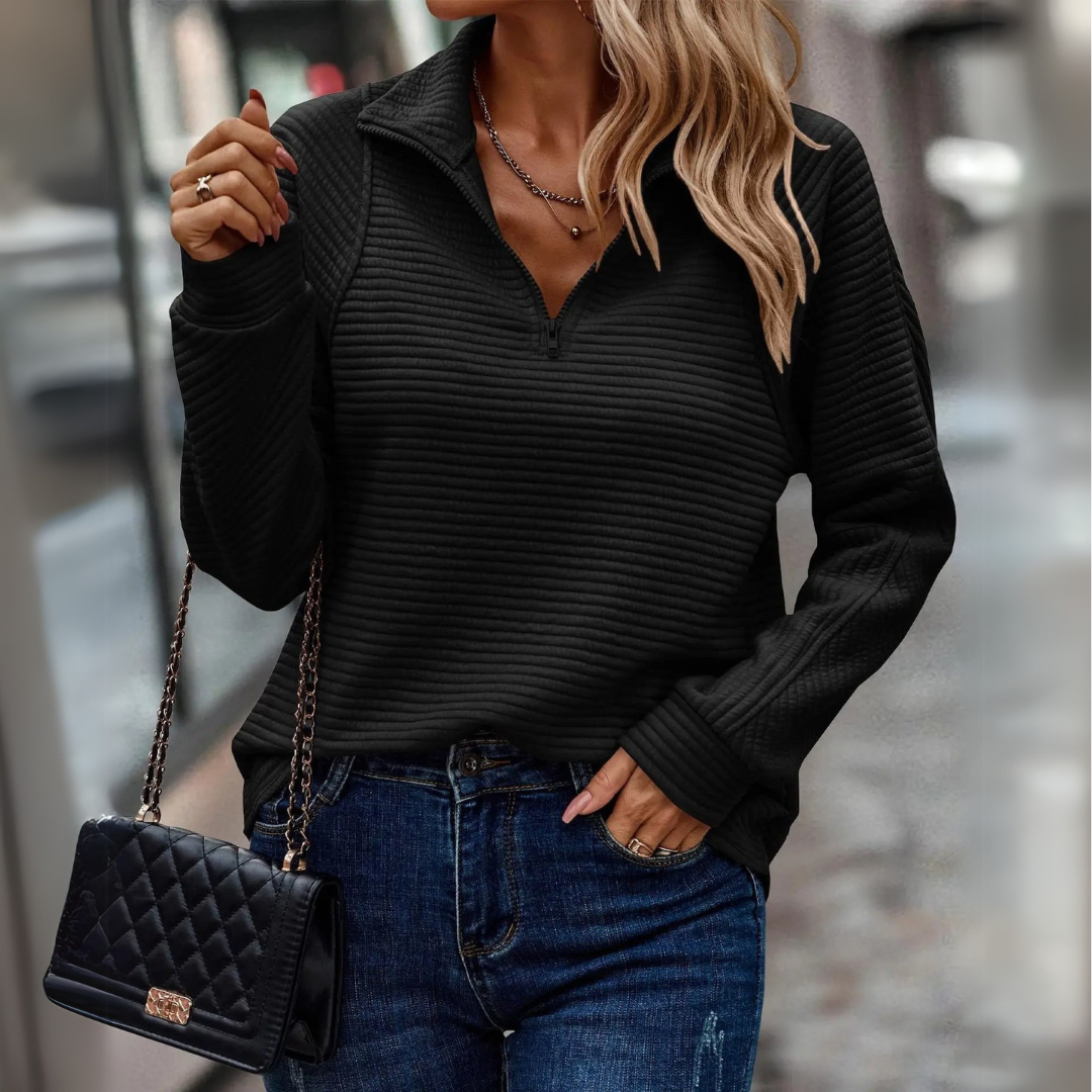 Suzanne - Half-Zip Gedetailleerde Pullover
