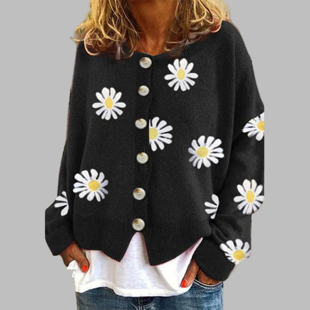 Bloemen gebreide trui voor dames