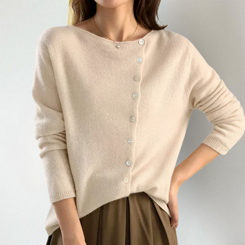 KATE – CHIC ASYMMETRISCHE KNOPCARDIGAN