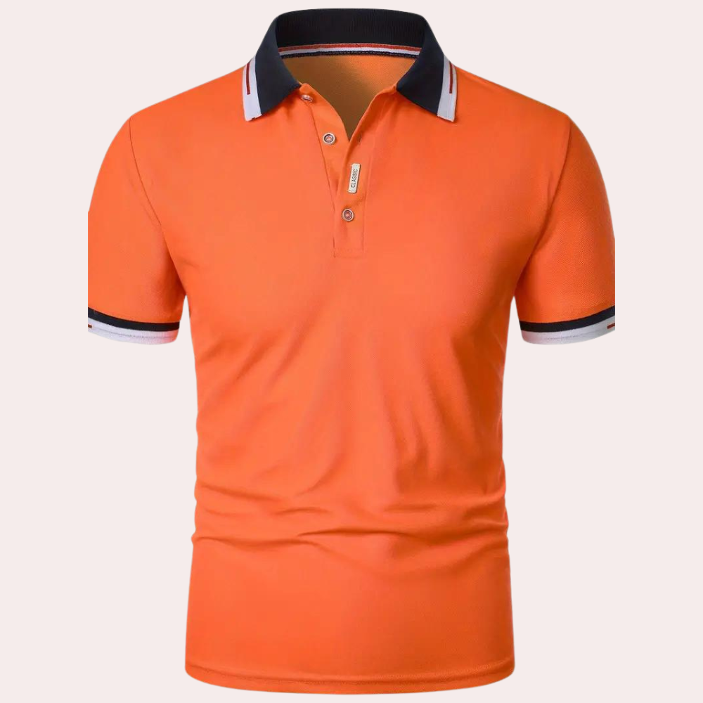 Casual Heren Poloshirt – Oranje, Korte Mouwen