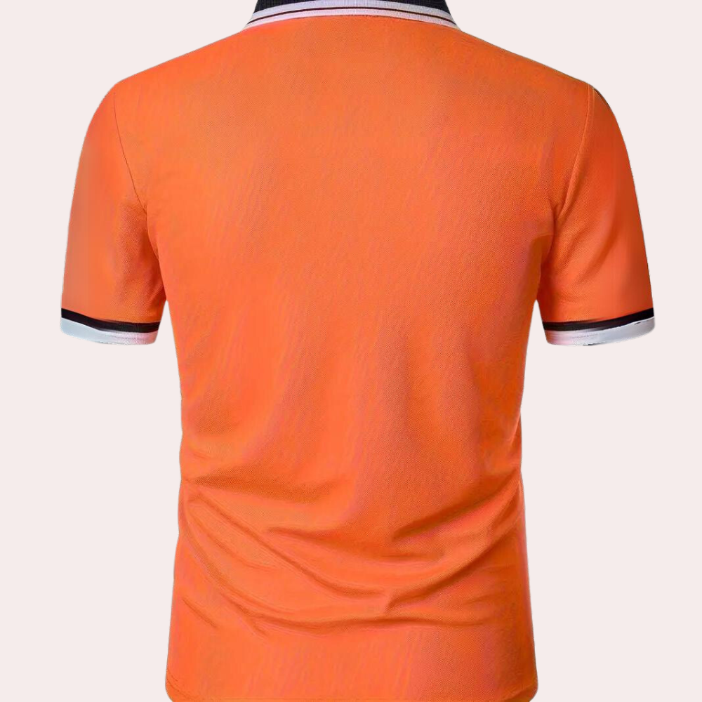 Casual Heren Poloshirt – Oranje, Korte Mouwen