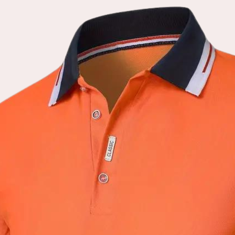 Casual Heren Poloshirt – Oranje, Korte Mouwen