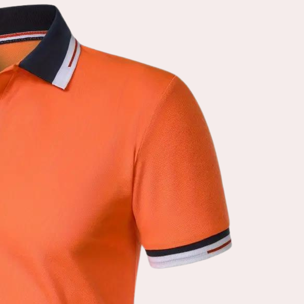 Casual Heren Poloshirt – Oranje, Korte Mouwen