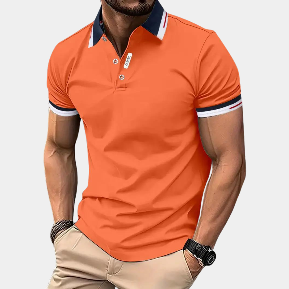 Casual Heren Poloshirt – Oranje, Korte Mouwen