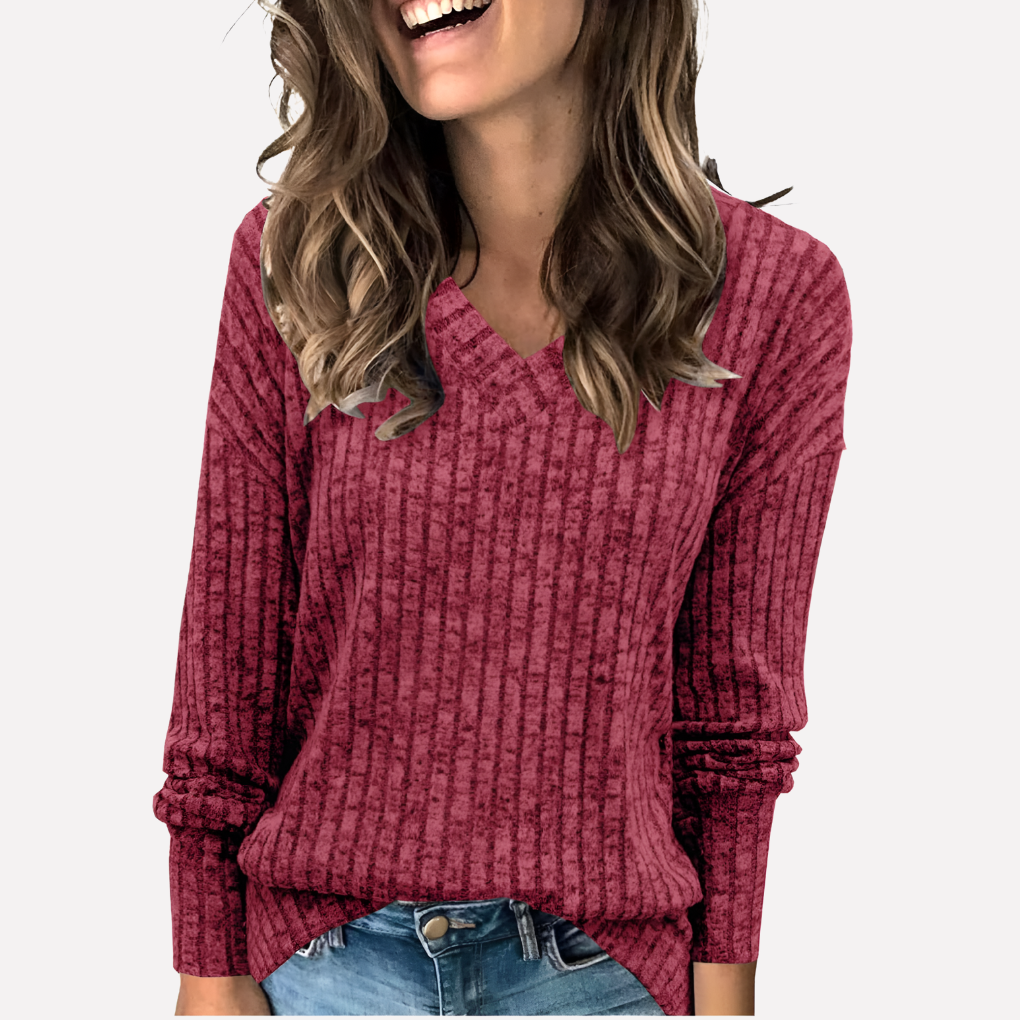 Vrouwen V-Hals Lange Mouwen Top