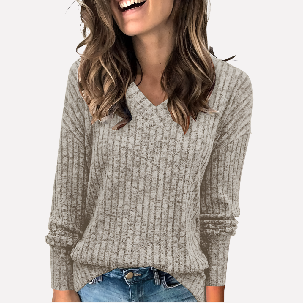 Vrouwen V-Hals Lange Mouwen Top