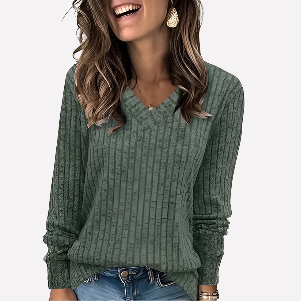 Vrouwen V-Hals Lange Mouwen Top