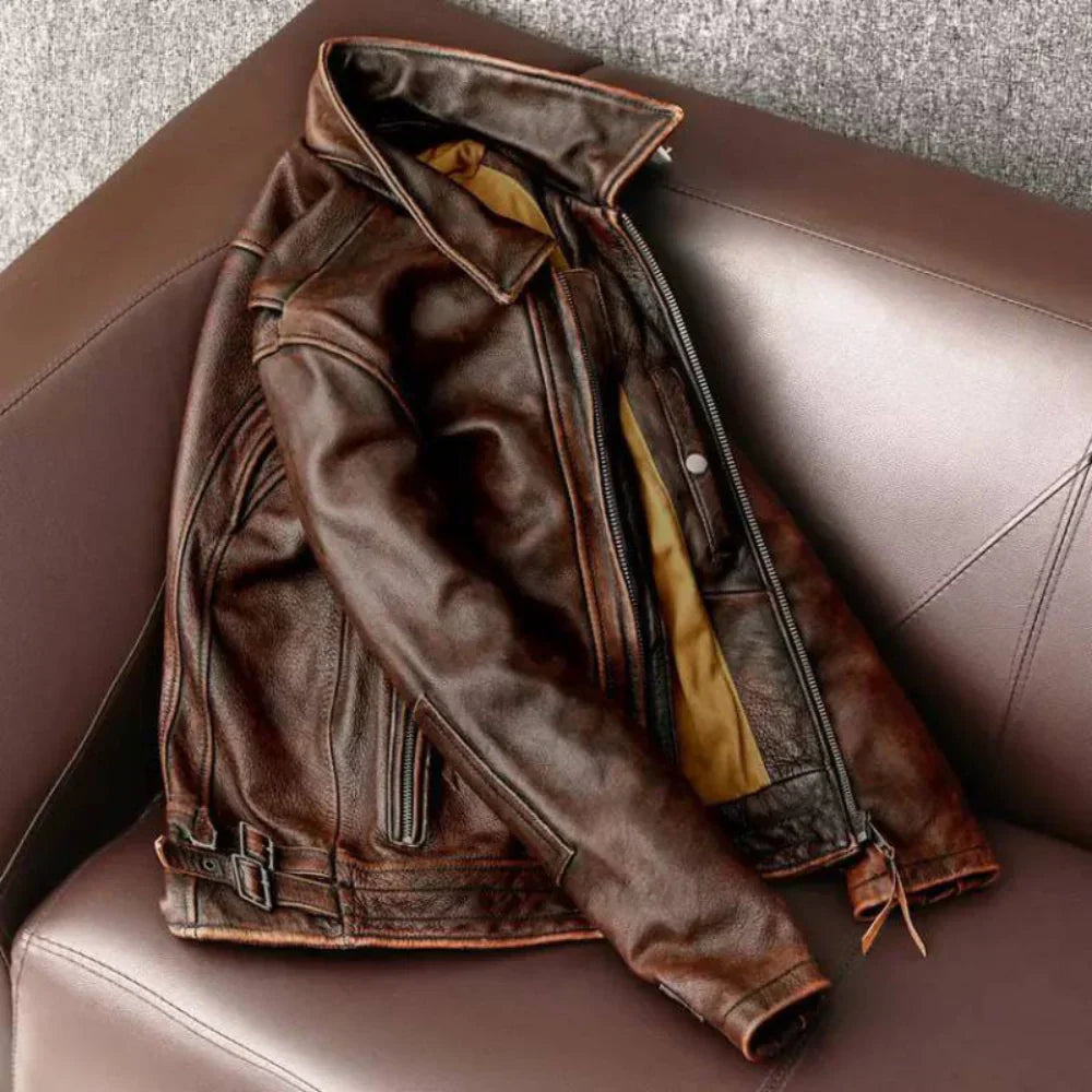 Premium Retro Heren Jas van Echt Leer