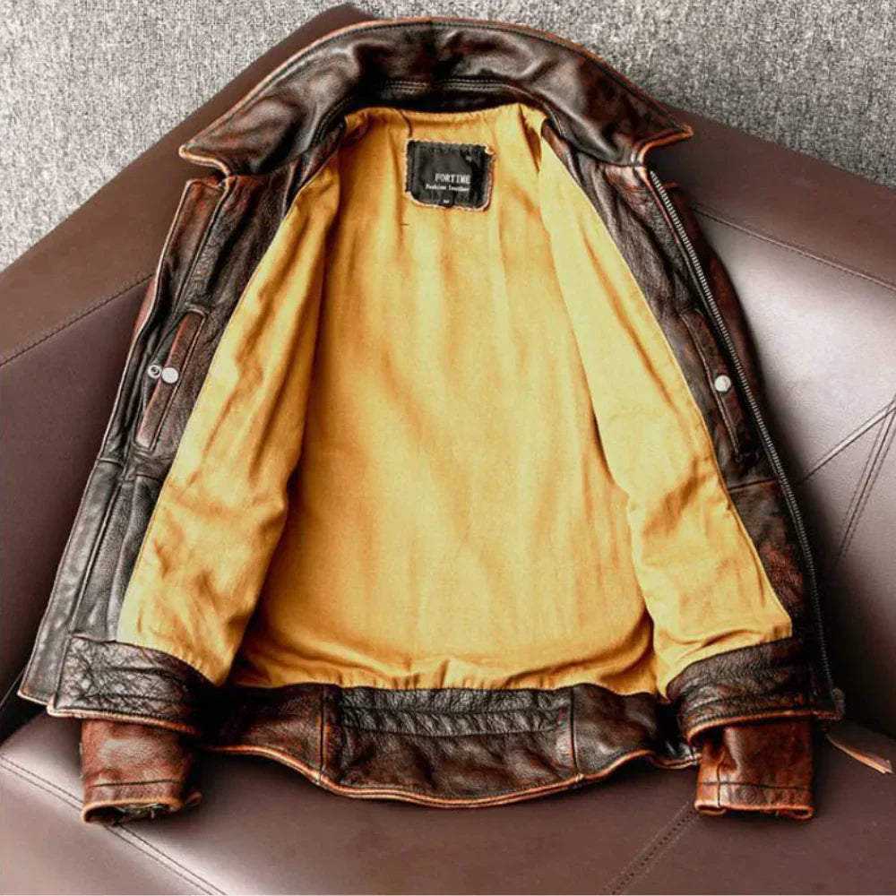 Premium Retro Heren Jas van Echt Leer