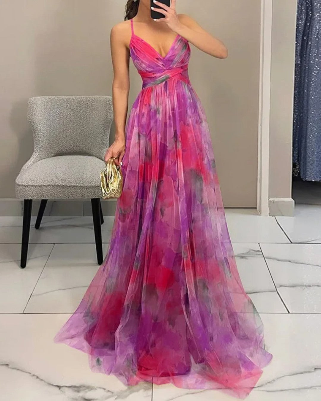 Katrien | Maxi-jurk met bloemenprint
