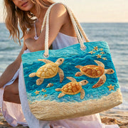 Golden Turtle Shore | Gewatteerde strandtas