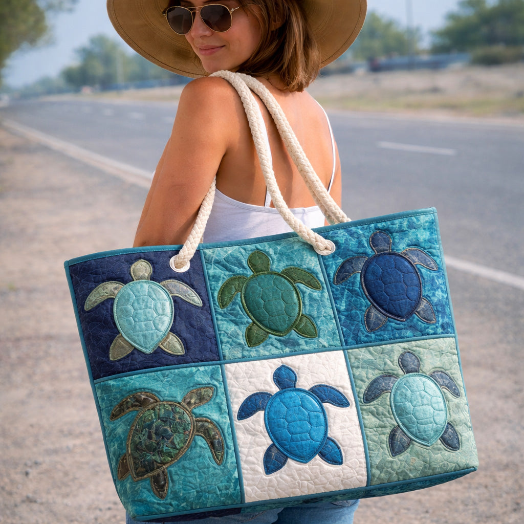 Blue Turtle | Gewatteerde strandtas