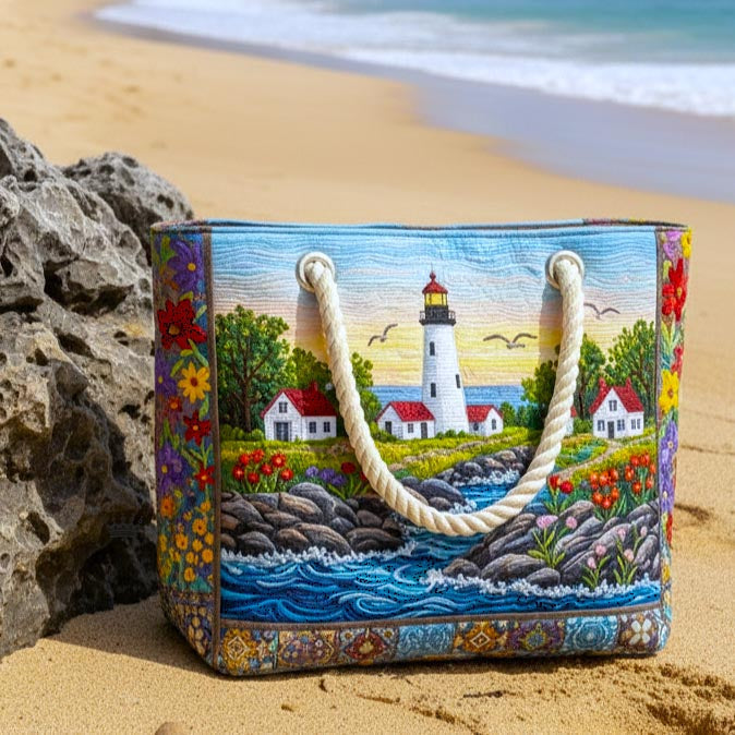 Lighthouse Glow | Gewatteerde strandtas