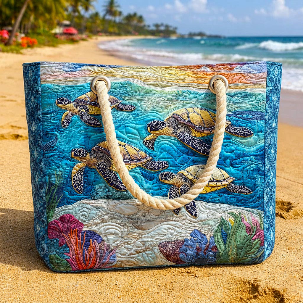 Sea Turtle | Gewatteerde strandtas