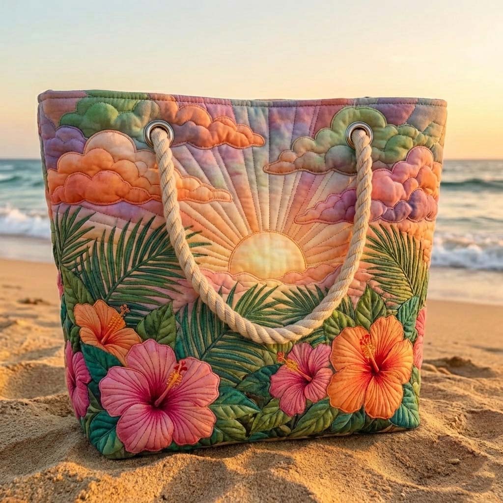 Tropical Sunrise | Gewatteerde strandtas