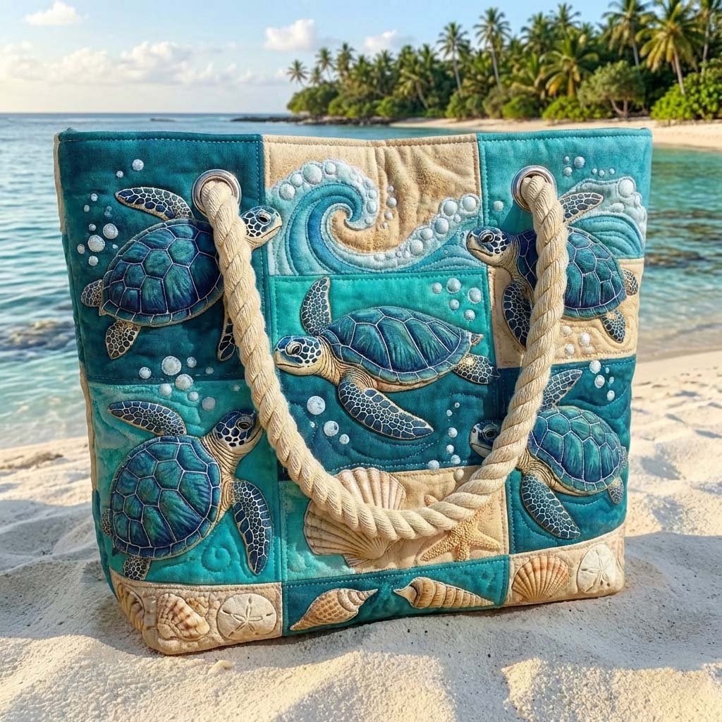 Turtle Bay | Gewatteerde strandtas