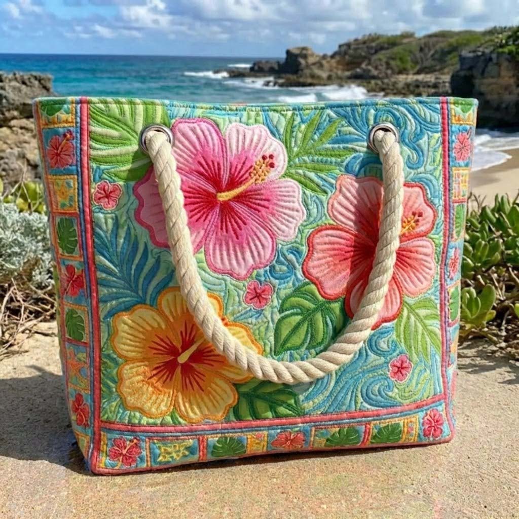 Tropical Blooms | Gewatteerde strandtas